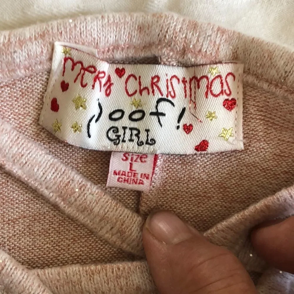 Poof Girl Merry Christmas Top size L. NWT